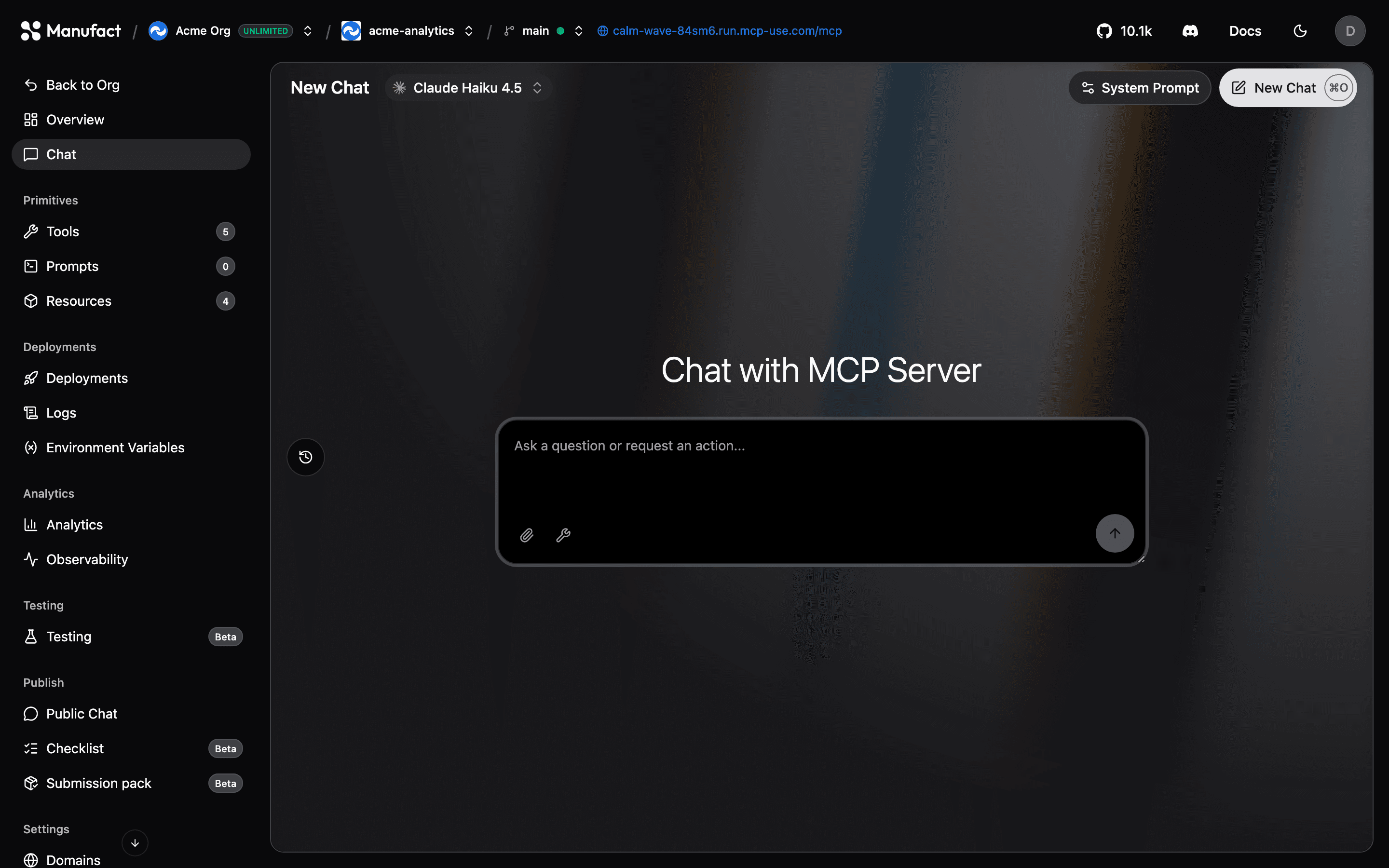 Chat tab ready for input