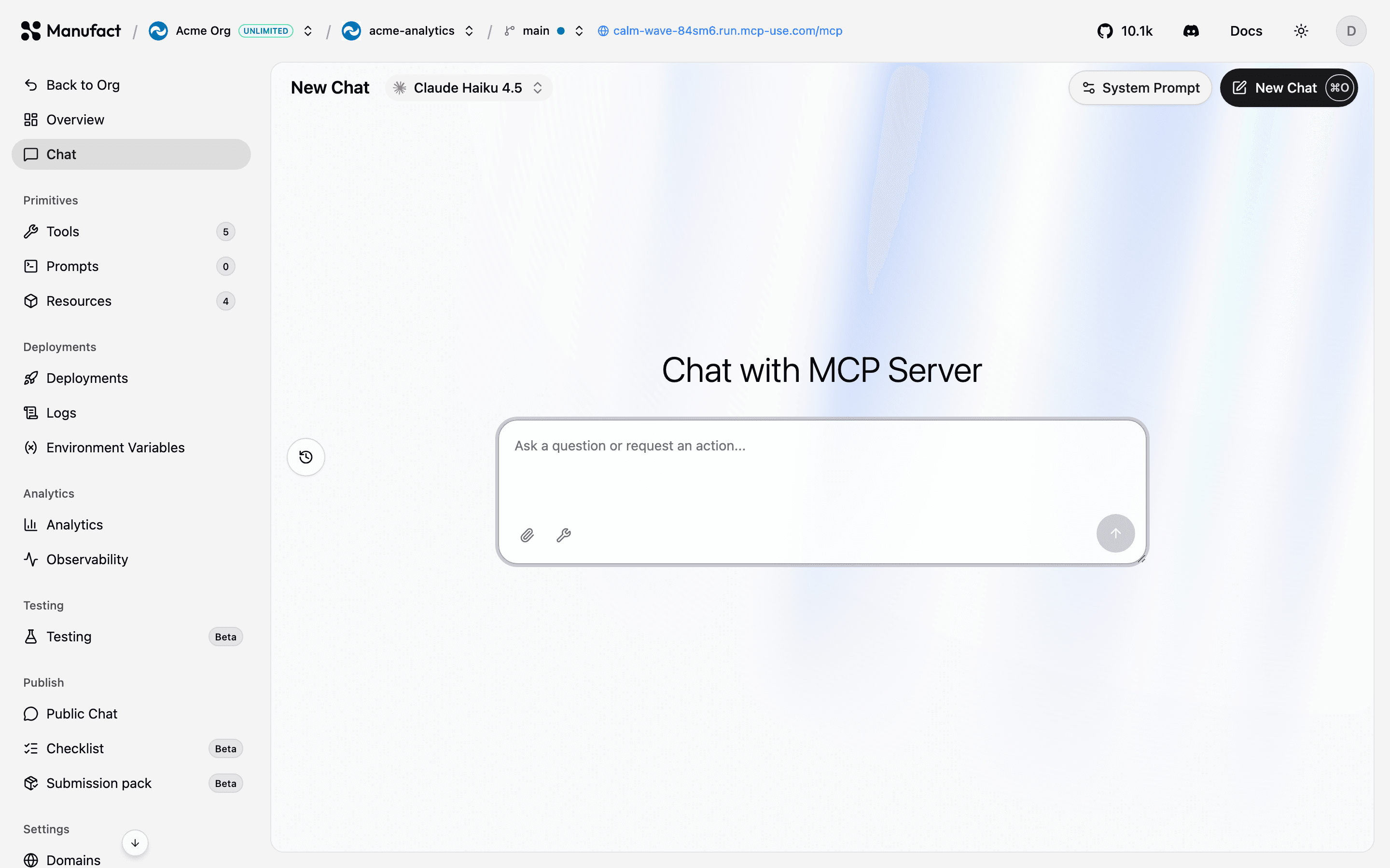 Chat tab ready for input