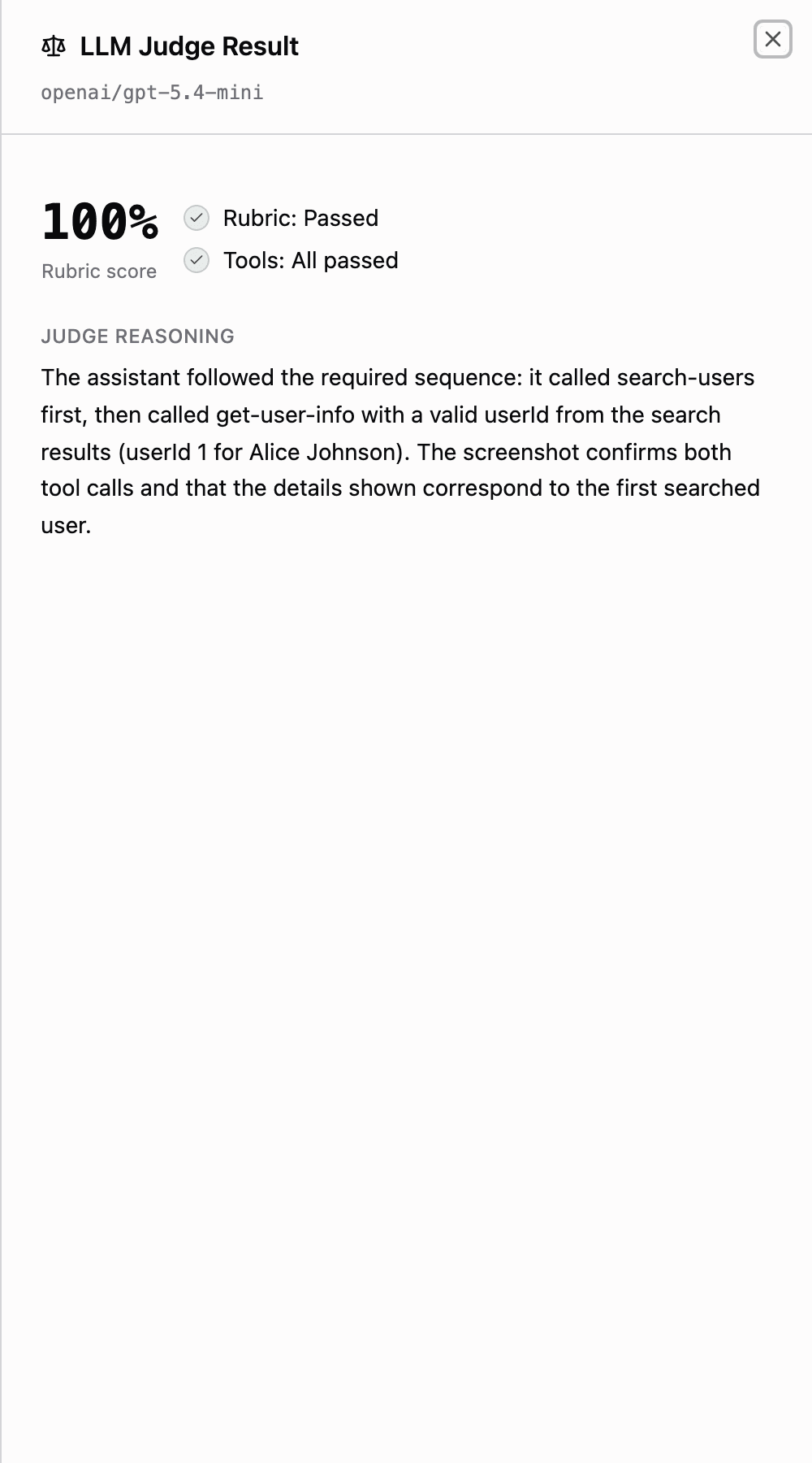 LLM judge result drawer