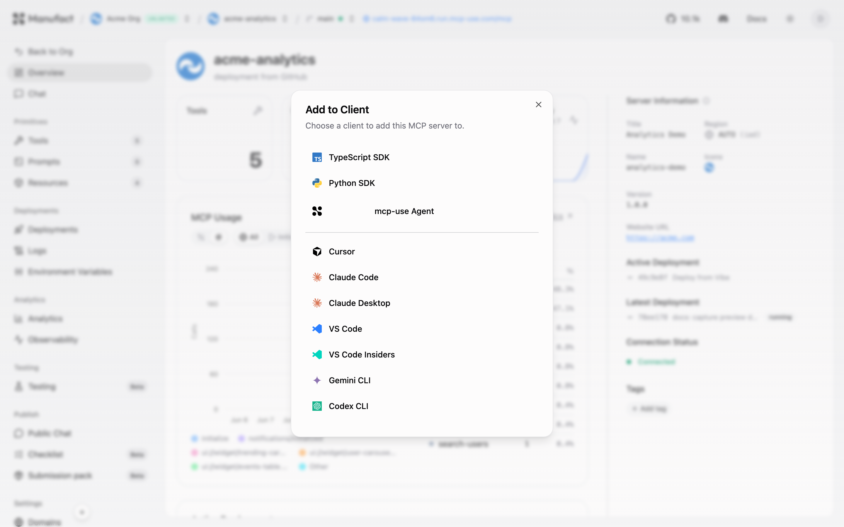 Add to client dialog with client grid