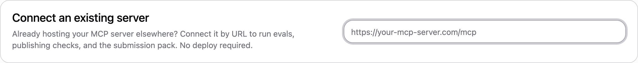 Connect an existing server form on the New Server page