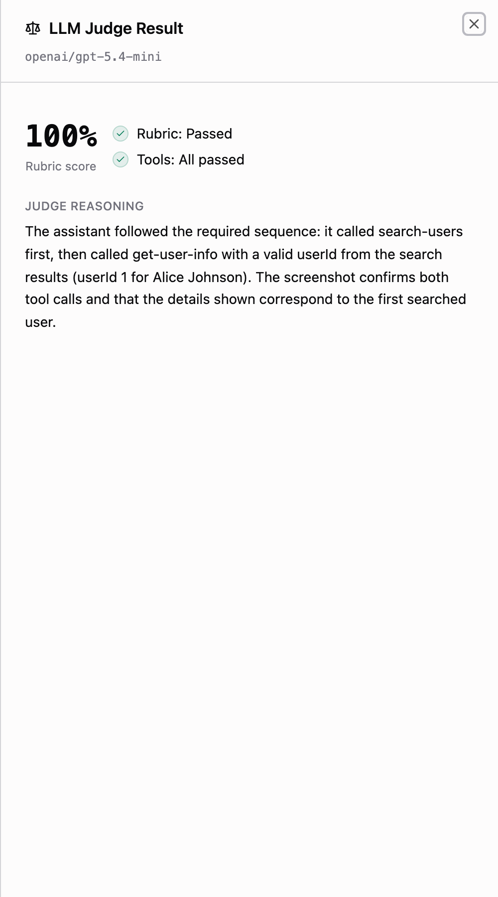 LLM judge result drawer
